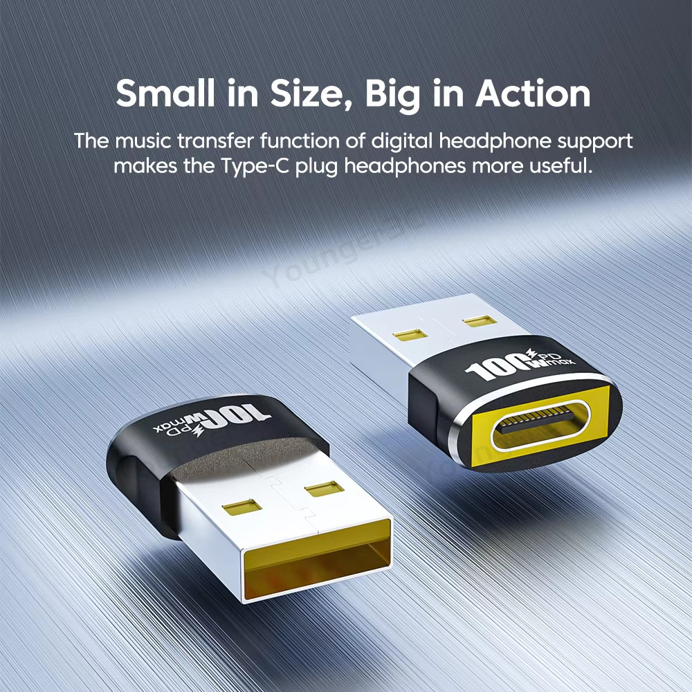 Pd100w USB to Type C Fast Charging Adapter, USB C หญิง USB A ชาย Fast Transmission OTG Converter, อะแดปเตอร์ชาร์จแบบพกพาสําหรับโทรศัพท์มือถือแล็ปท็อปหูฟัง