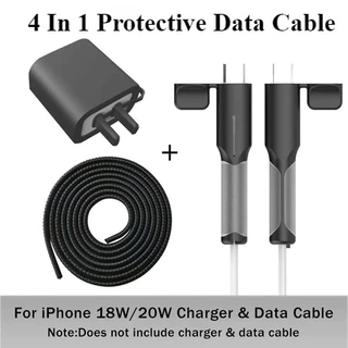COD ตัวถนอมสายชาร์จ USB ซิลิโคนนิ่ม PD 20W สายชาร์จซิลิโคนหุ้มสายเคเบิลข้อมูลแบบสร้างสรรค์ ปลอกหุ้มแบบนิ่ม