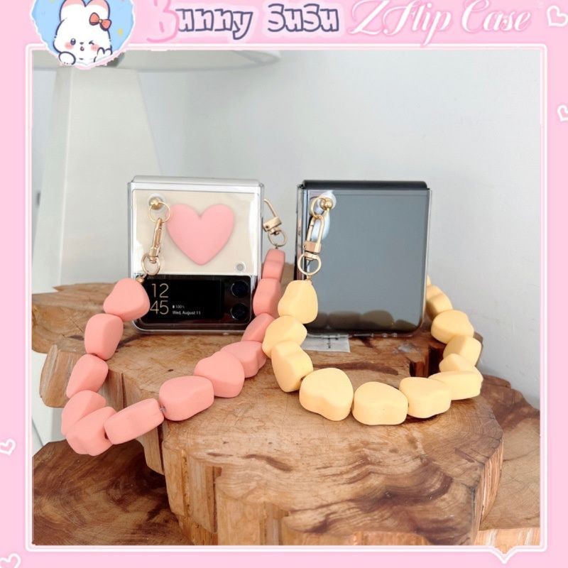 Samsung Z Flip 3 - ZFlip3 - Z Flip3 - Flip3 5G เคสชาร์มพร้อมสายหัวใจเลดี้ไลค์สีชมพูน่ารัก