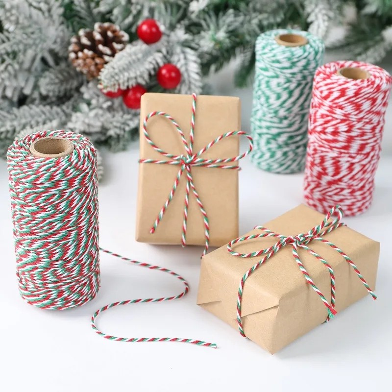 100m ผ้าฝ้าย Bakers Twine เชือก Rustic หัตถกรรม Handmade อุปกรณ์เสริมเชือกฝ้ายผ้าฝ้ายธรรมชาติ DIY สายไฟทําอุปกรณ์