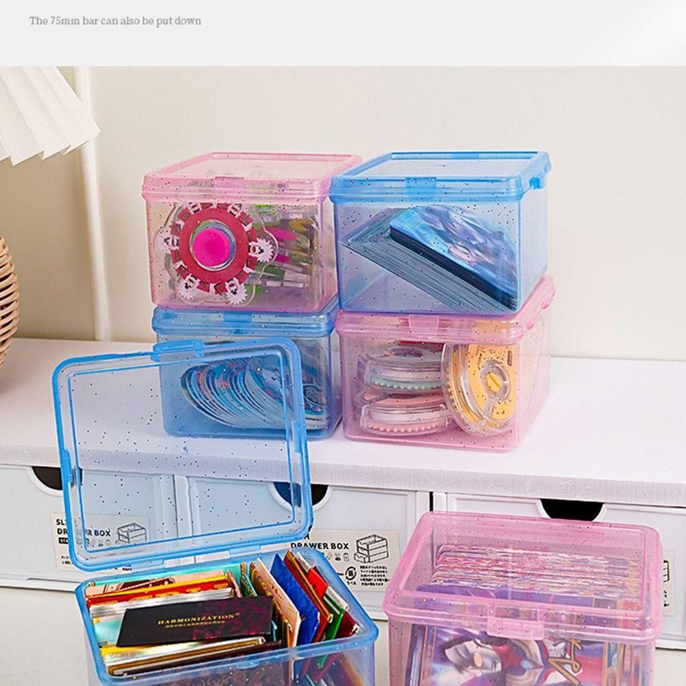 กล่องเก็บของ ปกเสื้อ ภาชนะใส่เครื่องประดับ กล่องเก็บพลาสติกใสรูปสี่เหลี่ยมผืนผ้าอเนกประสงค์กันฝุ่นผู้ถือบัตรขนาดเล็กกล่องการ์ดสําหรับจัดเก็บเคร - รูปที่ 4