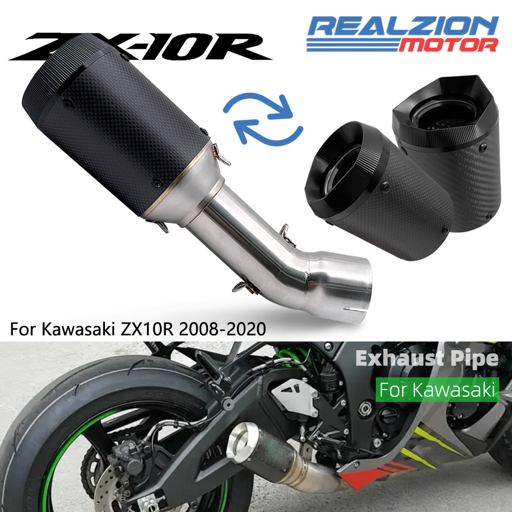 Zx10r ท่อไอเสีย Slip-On ท่อระบบชุด Link ท่อรถจักรยานยนต์ท่อกลางสําหรับ Kawasaki ZX 10R 2008-2020 201