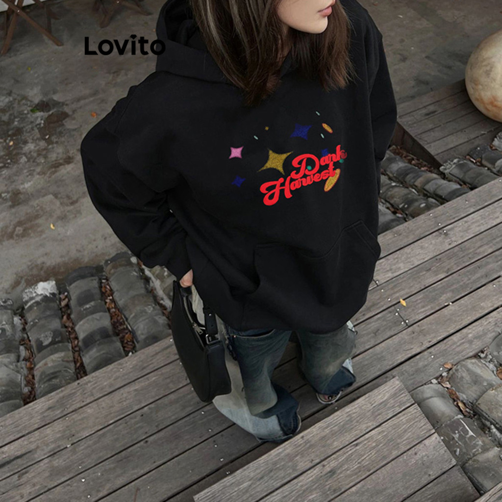 Lovito เสื้อสเวตเตอร์ลายธรรมดาสบาย ๆ สำหรับผู้หญิง LNA75415