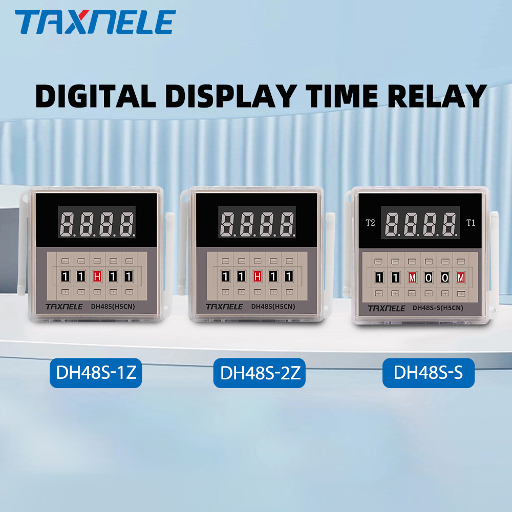 Dh48s-2z DH48S-1Z DH48S-S Digital LED Timer Relay AC110V 220V DC 12V 24V พร้อมฐานรีเลย์ DH48S
