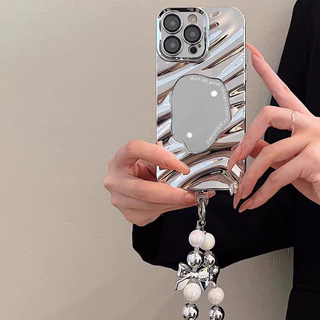 เคสโทรศัพท์มือถือกระจกแต่งหน้า for iPhone 16 15 11 13 12 14 17 Pro Max 7 Plus 8 Plus XR X XS MAX ลายหยัก เคสกันกระแทก