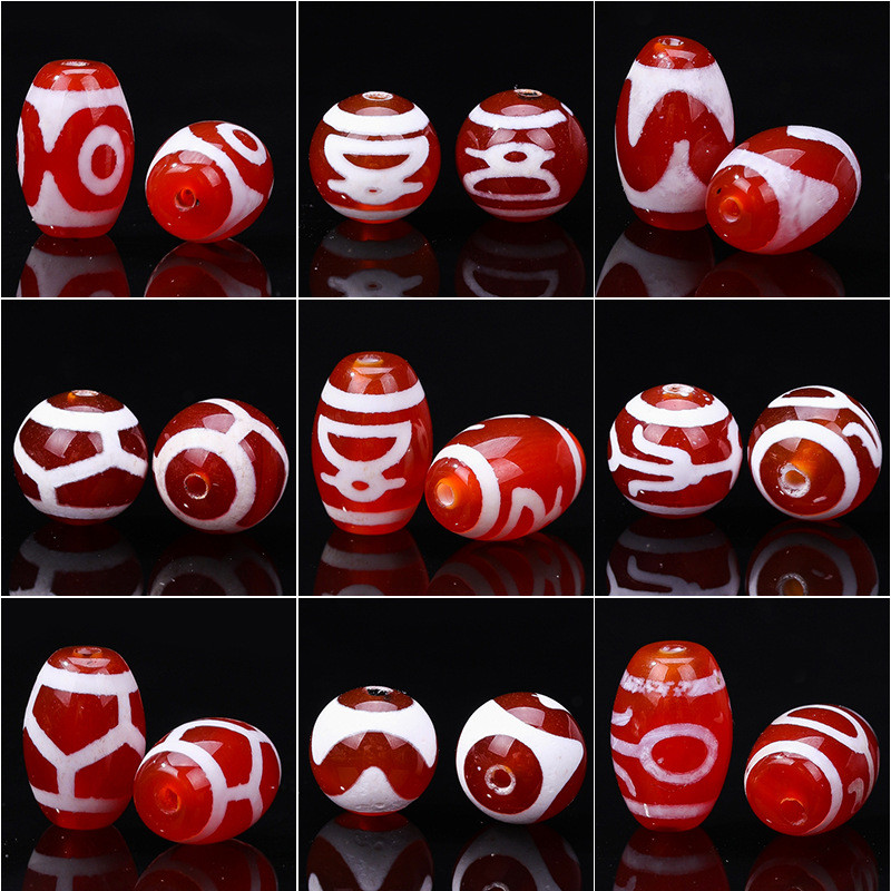 ลูกปัดทิเบตอาเกตธรรมชาติสีแดง สำหรับทำสร้อยข้อมือหรือสร้อยคอเอง