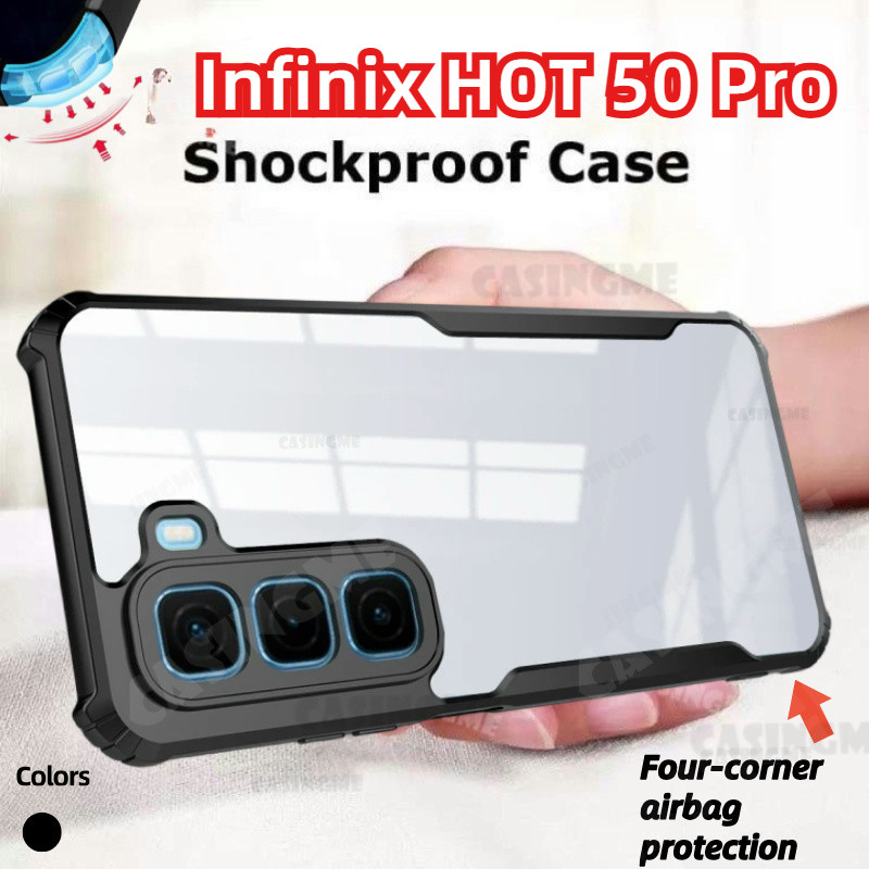 Infinix HOT 50 Pro 2024 Transprent AirBag สําหรับ Infinix HOT 50Pro Hot50Pro 50i 50 Pro 4G 5G 2024 เคสโทรศัพท์กันชนกันกระแทก Clear Hard ฝาหลัง
