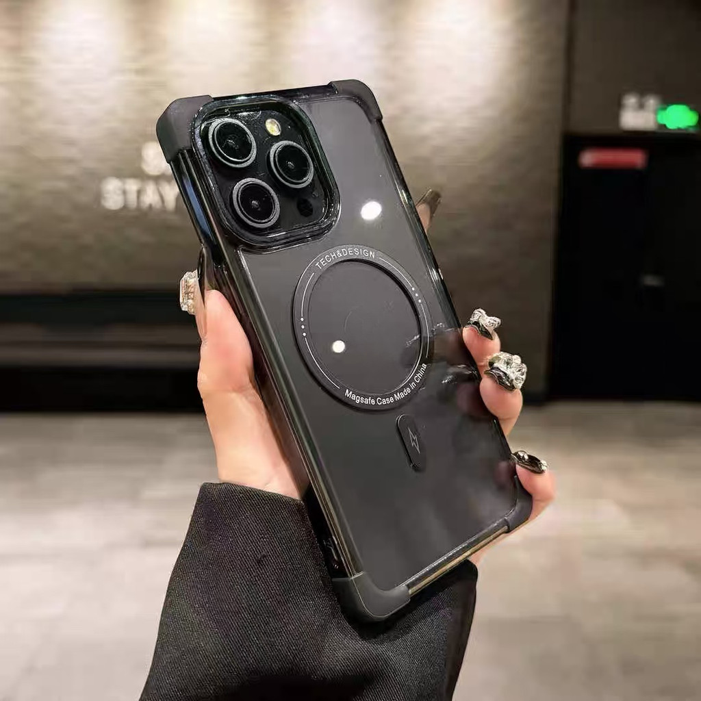 หรูหราสีทึบแม่เหล็กโปร่งใสอะคริลิคเคสโทรศัพท์สําหรับ ไอโฟน 16 มือโปร สูงสุด 15 14 13 12 11 มือโปร สูงสุด 16 บวก ปลอกกันกระแทกเลนส์กล้องป้องกันฮาร์ดปกหลัง ไอโฟน - รูปที่ 6