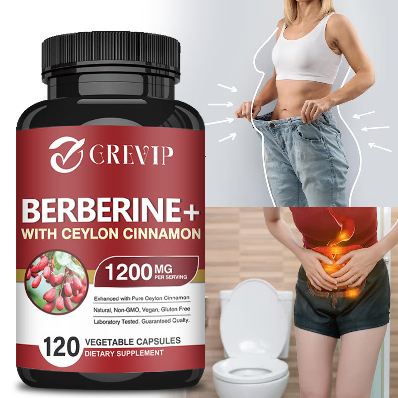 อาหารเสริม GREEP Berberine - พรีเมี่ยม Berberine HCl 1200 มก. พร้อมอบเชย Ceylon 30/60/120 แคปซูล - ทดสอบปาร์ตี้ 3 ผลิตในอเมริกา ไม่ใช่จีเอ็มโอ ปราศจากกลูเตน ปลอดภัยมังสวิรัติ
