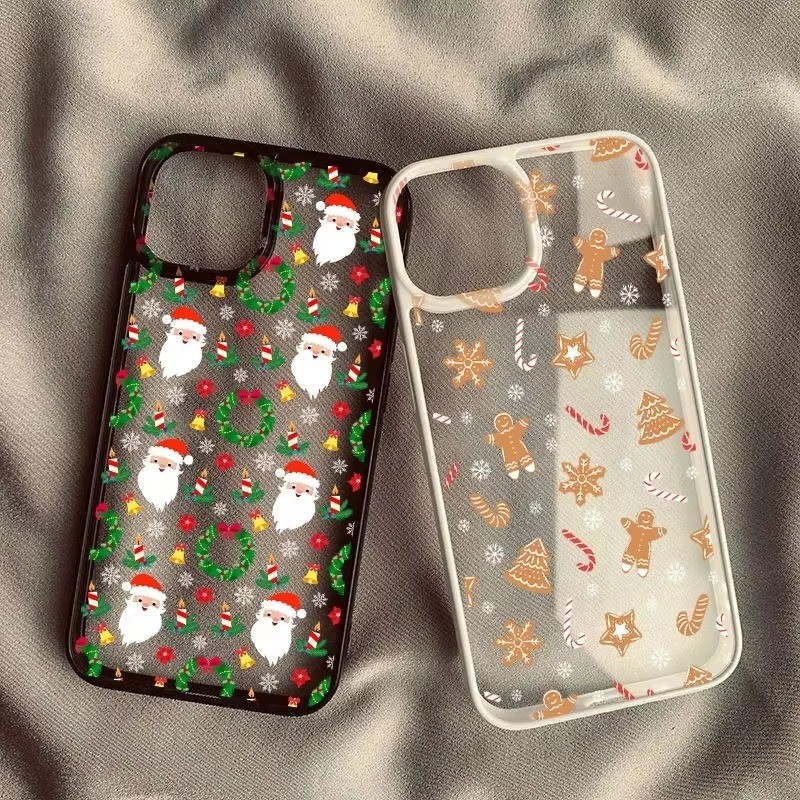 เคสโทรศัพท์สําหรับiphone 15 16 Pro Max 14 13 12 11 Pro iPhone 7 8 Plus SE 2020 XS Max X XR 12 13 Miniการ์ตูนหรูหราคริสต์มาสSantaกันกระแทกปกแข็งใส