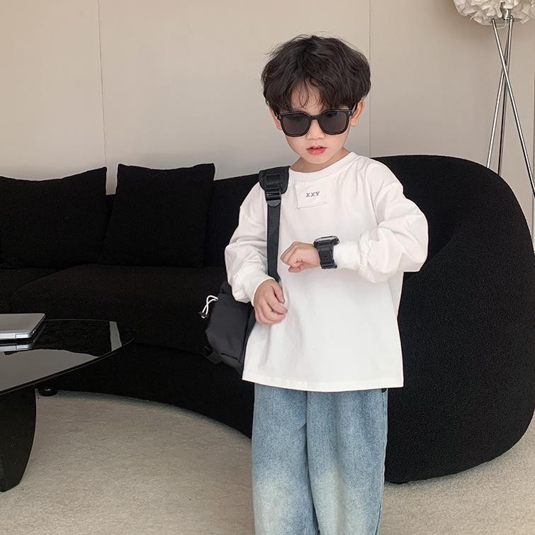 [W.M KIDS & BABY] พร้อมสต็อก & จัดส่งฟรีเสื้อยืดแขนยาวเด็กชายฤดูใบไม้ผลิฤดูใบไม้ร่วงเวอร์ชั่นเกาหลีสไตล์ใหม่เด็กลําลองผ้าฝ้ายแท้ จุดต่ําสุด เสื้อกลางเด็กใหญ่ทุ
