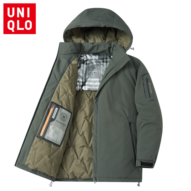Uniqlo Warm jacket Plus size L-6XL เสื้อแจ็คเก็ตกันหนาวบุนวมผู้ชายความยาวปานกลาง