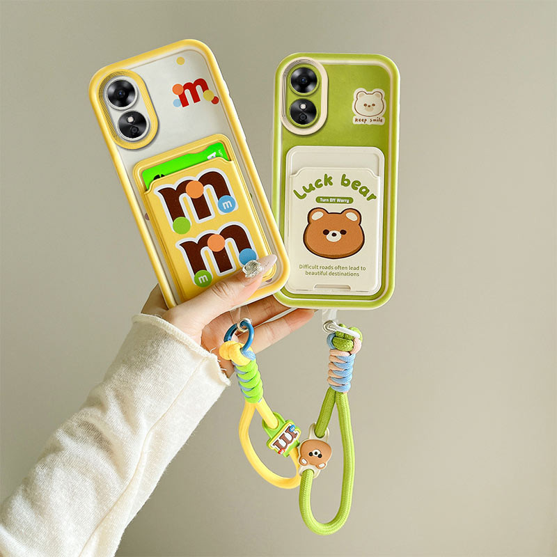 เคส OPPO A18 A38 A58 ใส่การ์ดการ์ตูนโทรศัพท์มือถือกระเป๋านุ่ม BBKB