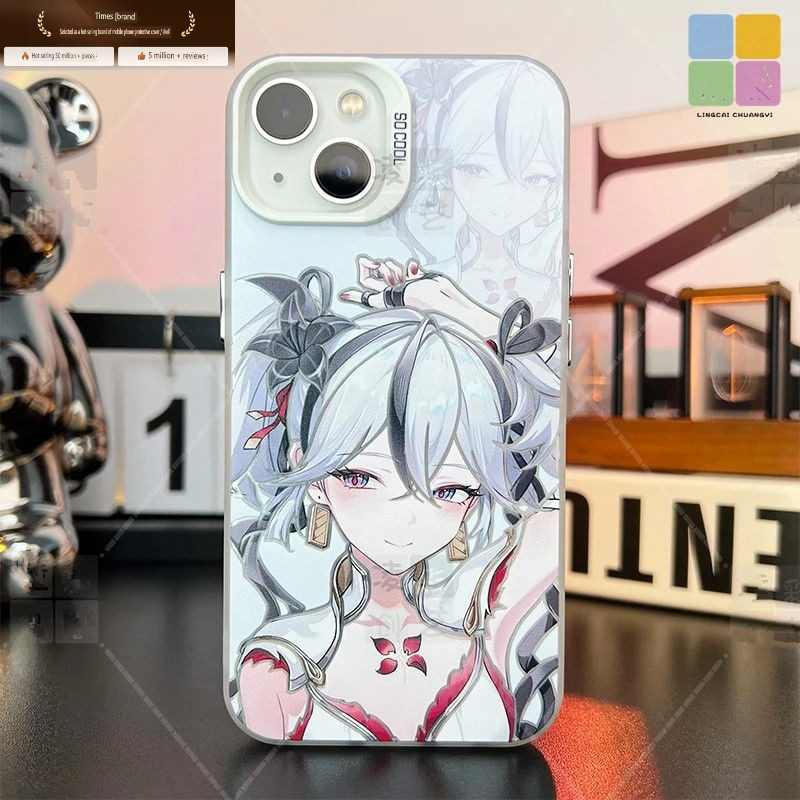 Mingchaochun อะนิเมะ Frosted สีสันเงินเหมาะสําหรับ iPhone 16 Pro Max 15 14 13 12 11 xs xr 7/8 เคสโทรศัพท์ High-End เฉพาะ