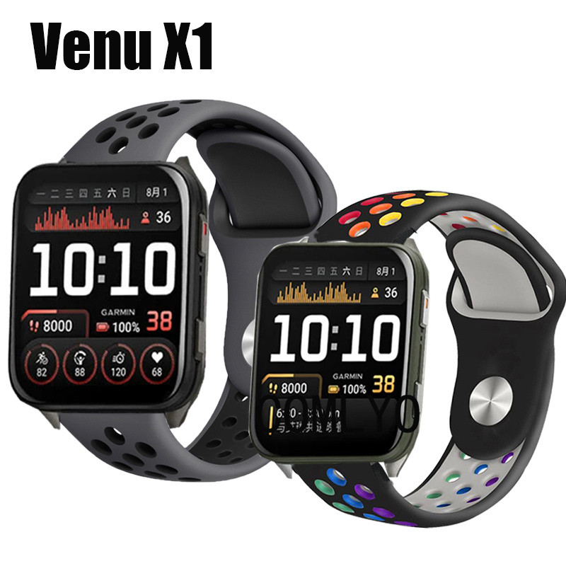 สําหรับ Garmin Venu X1 สายนาฬิกาอัจฉริยะซิลิโคน Rainbow Band ผู้หญิงผู้ชายเข็มขัดกลางแจ้ง