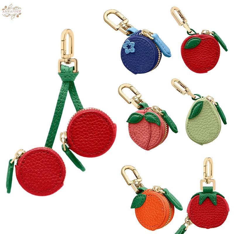 Ank ผลไม้รูปเชอร์รี่ .charm กระเป๋าเหรียญบลูเบอร์รี่ พีช .key chain mini สำหรับ airtag เป็นของขวัญน่ารักสำหรับผู้หญิง