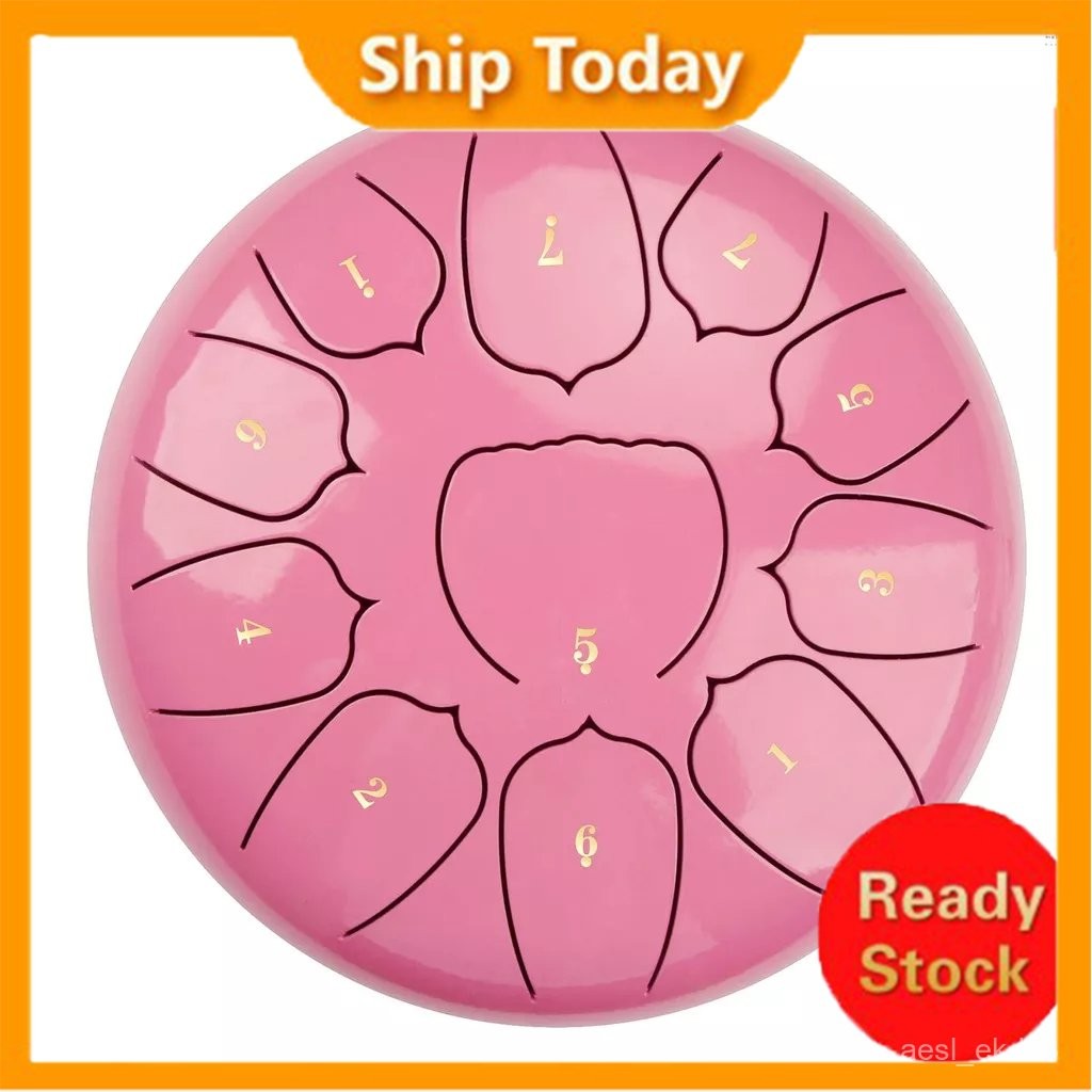 [In Stock] 6 Inch Steel Tongue Drum 11 Notes Handpan Drum with Drum Mallet Finger Picks Percussion f