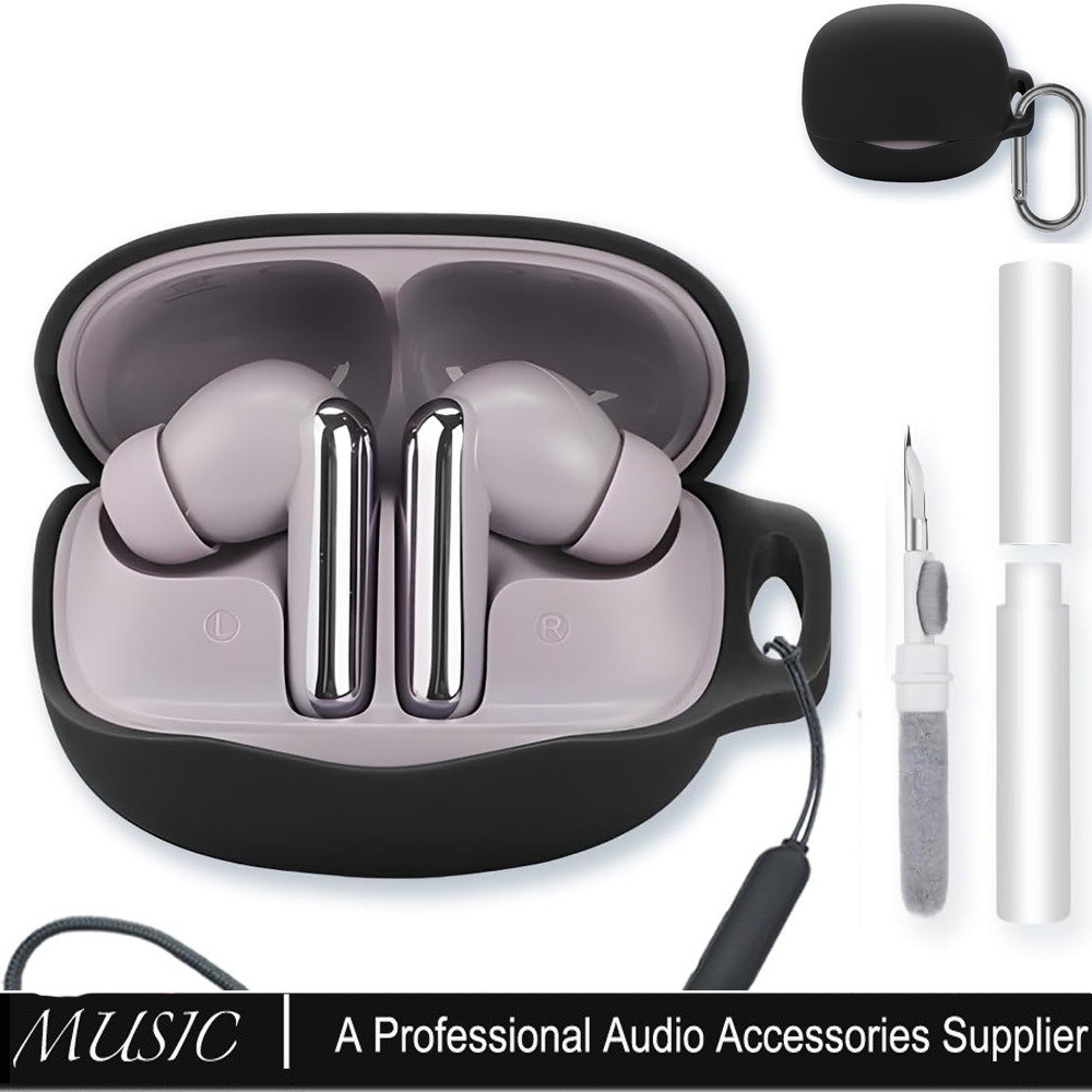 สําหรับ QCY MeloBuds N50 True Wireless Earbuds Case Cover พร้อมชุดทําความสะอาด, ป้องกันซิลิโคนอ่อนนุ