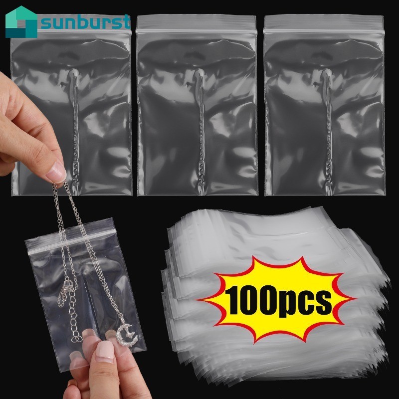 [HGB]100 ชิ้นกระเป๋าจัดระเบียบเครื่องประดับช่องคู่พร้อมฉากกั้น, PE โปร่งใสกระเป๋าเก็บสําหรับต่างหู/ส