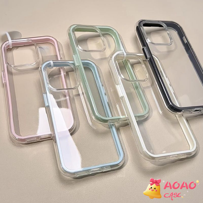 เคสไอโฟน 11 16 สำหรับ iPhone 15 11 16 13 12 14 Pro Max 16 15 14 Plus เคสซิลิโคน 2-in-1 สีสันสดใส เรียบง่าย และหรูหรา