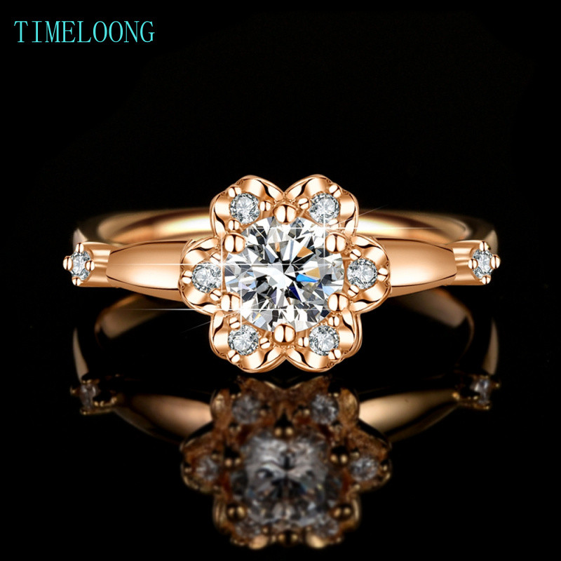 แหวน.Pass Test Real Moissanite 1 CT รอบตัด พร้อมใบรับรอง GRA 18K Rose Gold Plated 925 แหวนเงินแท้สำหรับผู้หญิง เครื่องประดับงานแต่งงานและของขวัญ