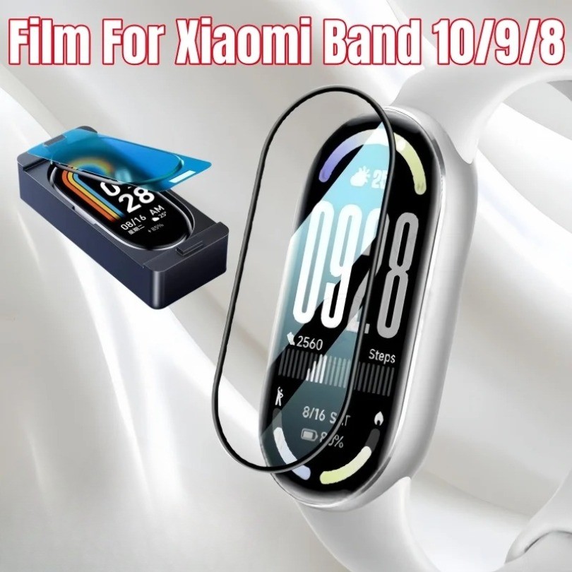 ติดตั้งง่ายฟิล์มโค้งสําหรับ Xiaomi Mi Band 10 9 8 ป้องกันหน้าจอสําหรับ miband 10 Band สติกเกอร์ Position ไม่ใช่แก้ว