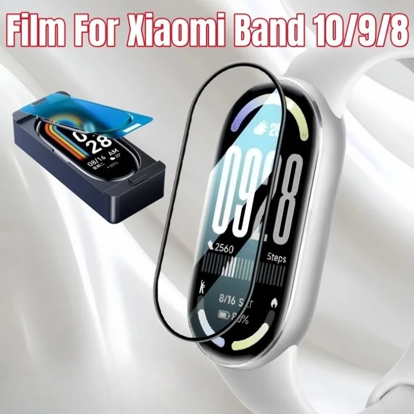 ติดตั้งง่ายฟิล์มโค้งสําหรับ Xiaomi Mi Band 10 9 8 ป้องกันหน้าจอสําหรับ miband 10 Band สติกเกอร์ Position ไม่ใช่แก้ว