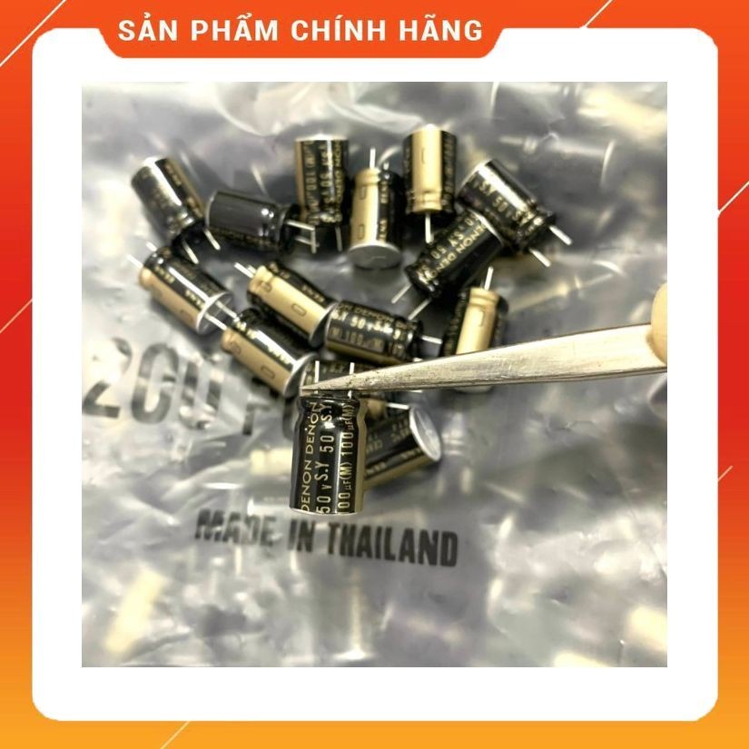 [ 2 ชิ้น ] ELNA DENON CAPACITOR 50V 100UF, 50V100UF, 100UF 50V (10x16x5mm )