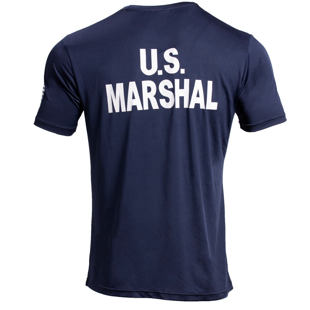 เสื้อยืดคอตตอนสไตล์ทหาร PT ของ USMS สำหรับผู้ชาย สังกัด United States Marshals
