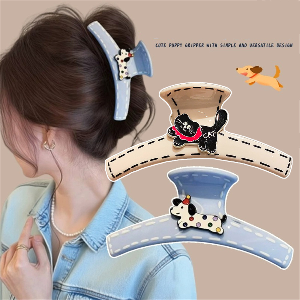 คลิปจุดลายแมวและสุนัข สีฟ้าและสีขาว พร้อมกิ๊บติดผมฉลามขนาดใหญ่ สำหรับทรงผมในสไตล์เกาหลี - รูปที่ 2