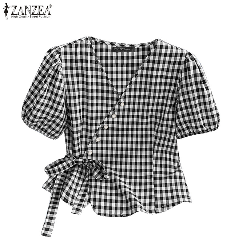 ZANZEA เสื้อเบลาส์แฟชั่นผูกโบว์สำหรับผู้หญิง