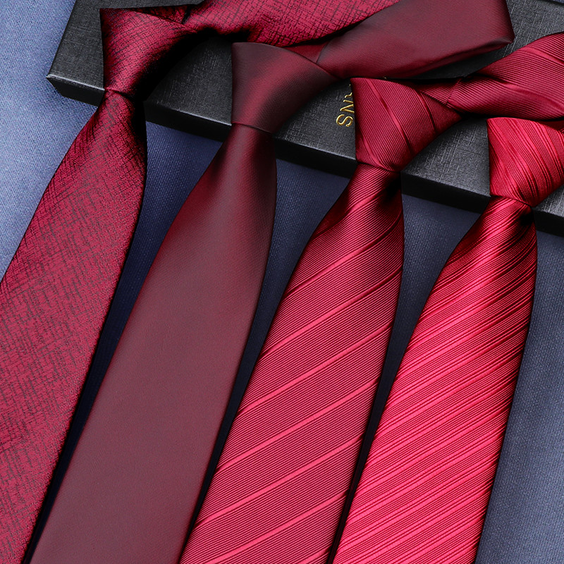 เนคไทซิป เนคไทผู้ชาย เจ้าบ่าว แฟชั่น เนกไท สีแดง แฟชั่น 8cm necktie สีแดง เน็กไท เนคไทด์  ลายทาง แดง ใหญ่ ชาย สีพื้น เนคไทค เนคไทด