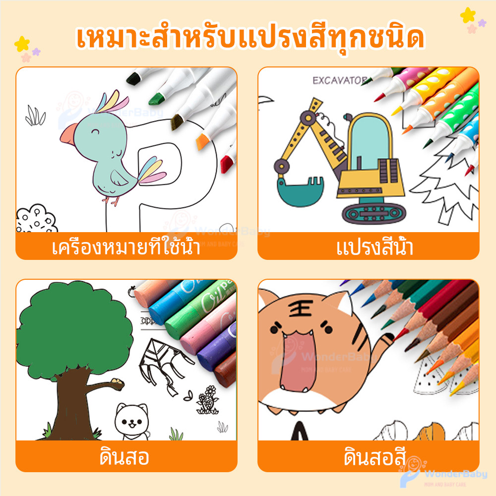 WONDERBABY 3 เมตร โปสเตอร์ระบายสียักษ์ ม้วนกระดาษระบายสียาว กระดาษระบายสีเด็ก สมุดระบายสี ลวดลายน่ารัก - รูปที่ 2
