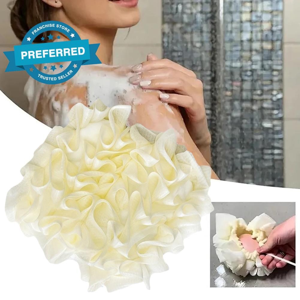 2-in-1 Bath Flower Ball สามารถถือสบู่ Bath Flower Ball โฟมโฟม Rich Soft และ Back Rubbing Net E7