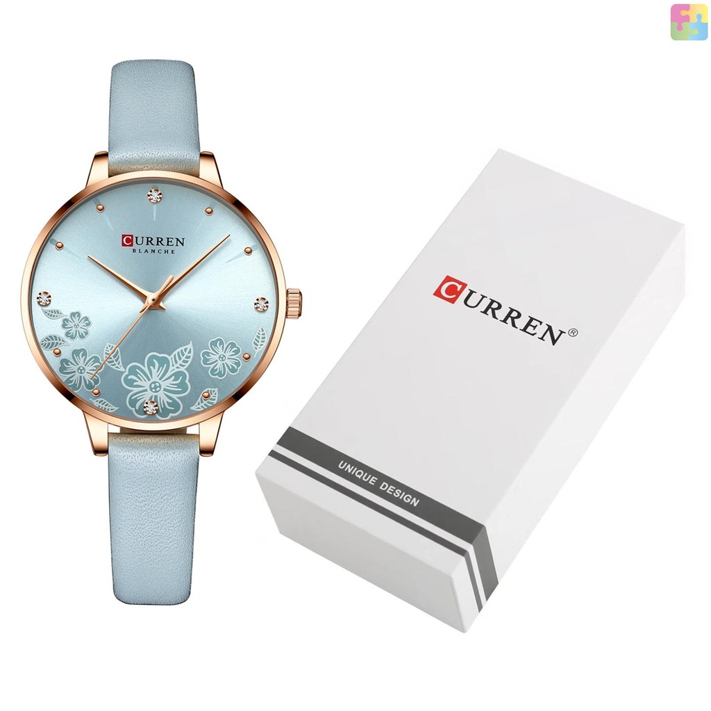 CURREN นาฬิกาหนังควอตซ์นาฬิกา Curren พร้อมนาฬิกาหนัง Curren นาฬิกาแฟชั่นหญิง Curren หญิงกันน้ํานาฬิก