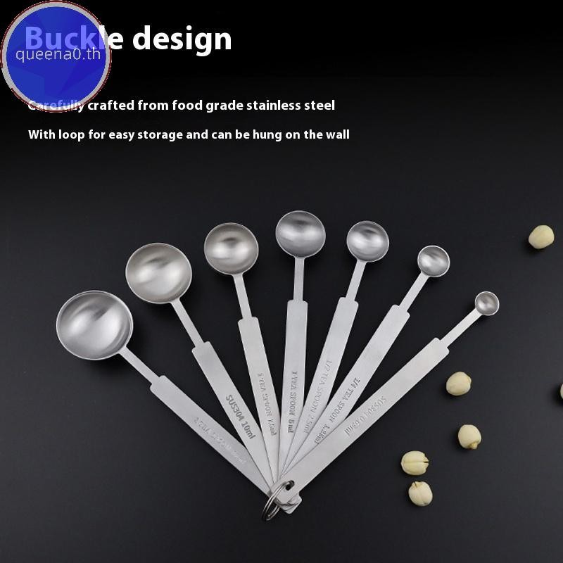 Queena0 1/4 ชิ้นกาแฟ Scoops ยาว 304 สแตนเลส Tablespoon Stackable ครัวช้อนตวงเหมาะกับคอนเทนเนอร์กาแฟ th