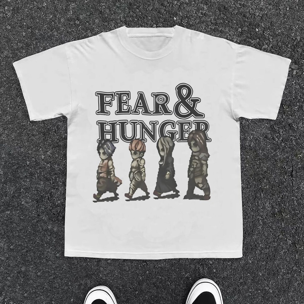 Termina Vintage Fear และ Hunger เสื้อยืดสําหรับผู้ชายและผู้หญิงน่ารักเสื้อยืดแขนสั้น Summer Street เ
