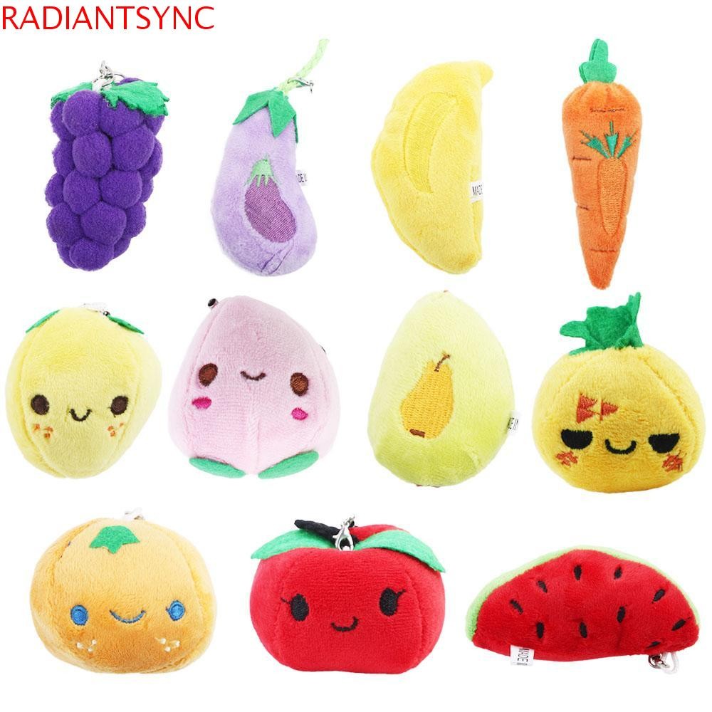 RADIANTSYNC ของเล่นตุ๊กตาจี้ตกแต่งรถยนต์ พร้อมพวงกุญแจตุ๊กตาผลไม้