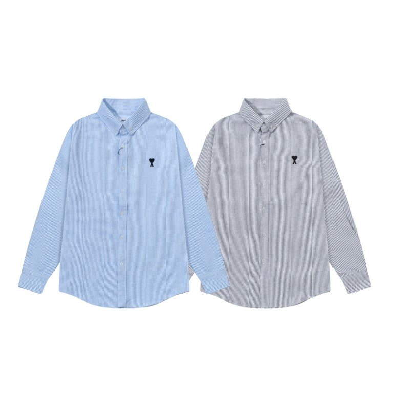 หูฤดูใบไม้ร่วงผลิตภัณฑ์ใหม่สีดําคลาสสิกหัวใจขนาดเล็กบนหน้าอกปักลําลองผ้าฝ้ายลายแขนยาวเสื้อ อ็อกซ์ฟอร์ด