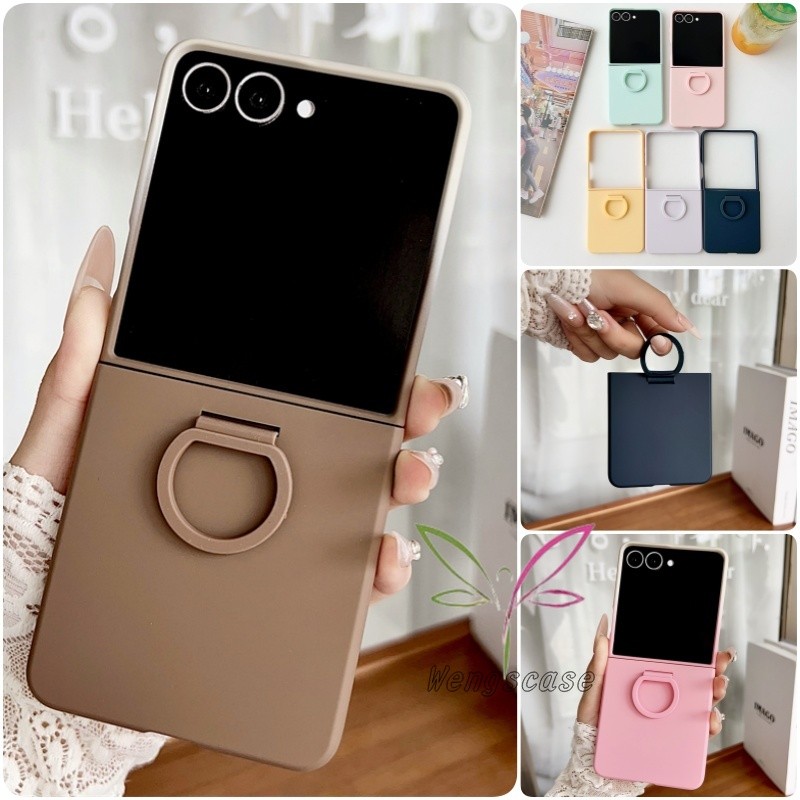 Slim ขนาดใหญ่แหวนหน้าต่าง Matte Case สําหรับ Samsung Galaxy Z Flip 8 Z Flip 7 Z Flip 7FE Z Flip 6 Z Flip 5 Hard PC Cover