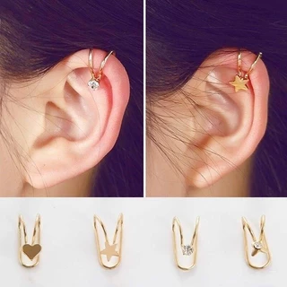 มีส่งด่วน ใน 4 ชั่วโมง🔥ต่างหูไม่ต้องเจาะ ต่างหูเพชร สีเงิน สีทอง เครื่องประดับ ต่างหูหนีบ 1 ข้าง สไตล์เกาหลี AE10