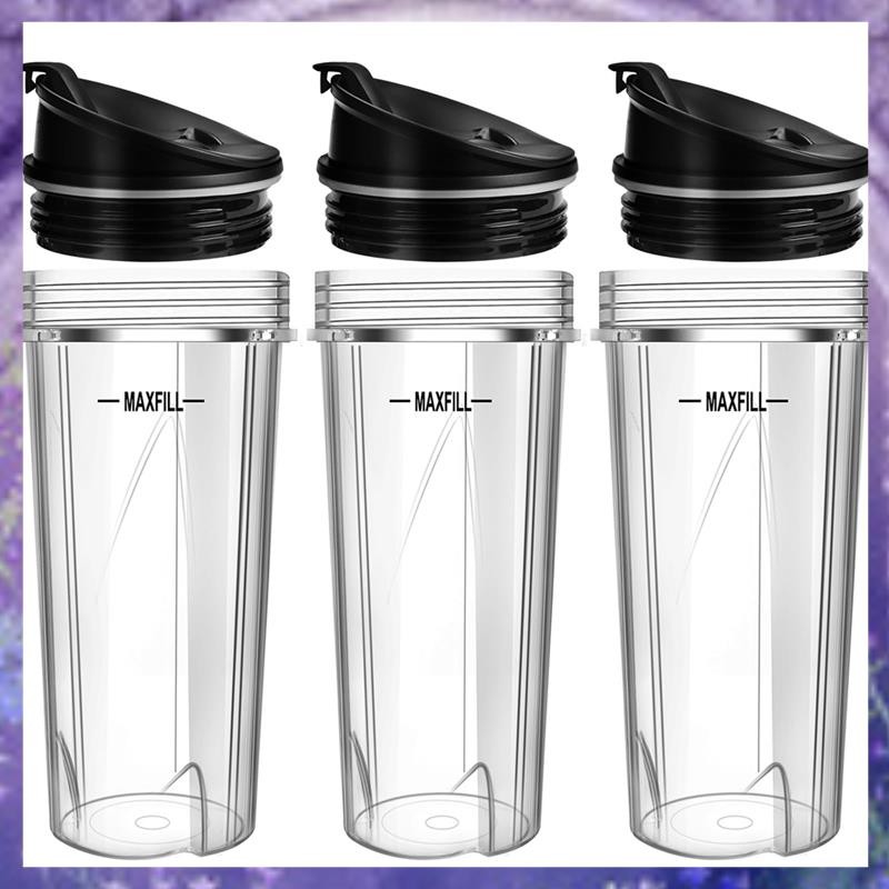 ชิ้นส่วนเปลี่ยนเครื่องปั่นสําหรับเปลี่ยนถ้วยเครื่องปั่น 3 แพ็ค 16 ออนซ์พร้อมฝาปิด To-Go สําหรับ QB30