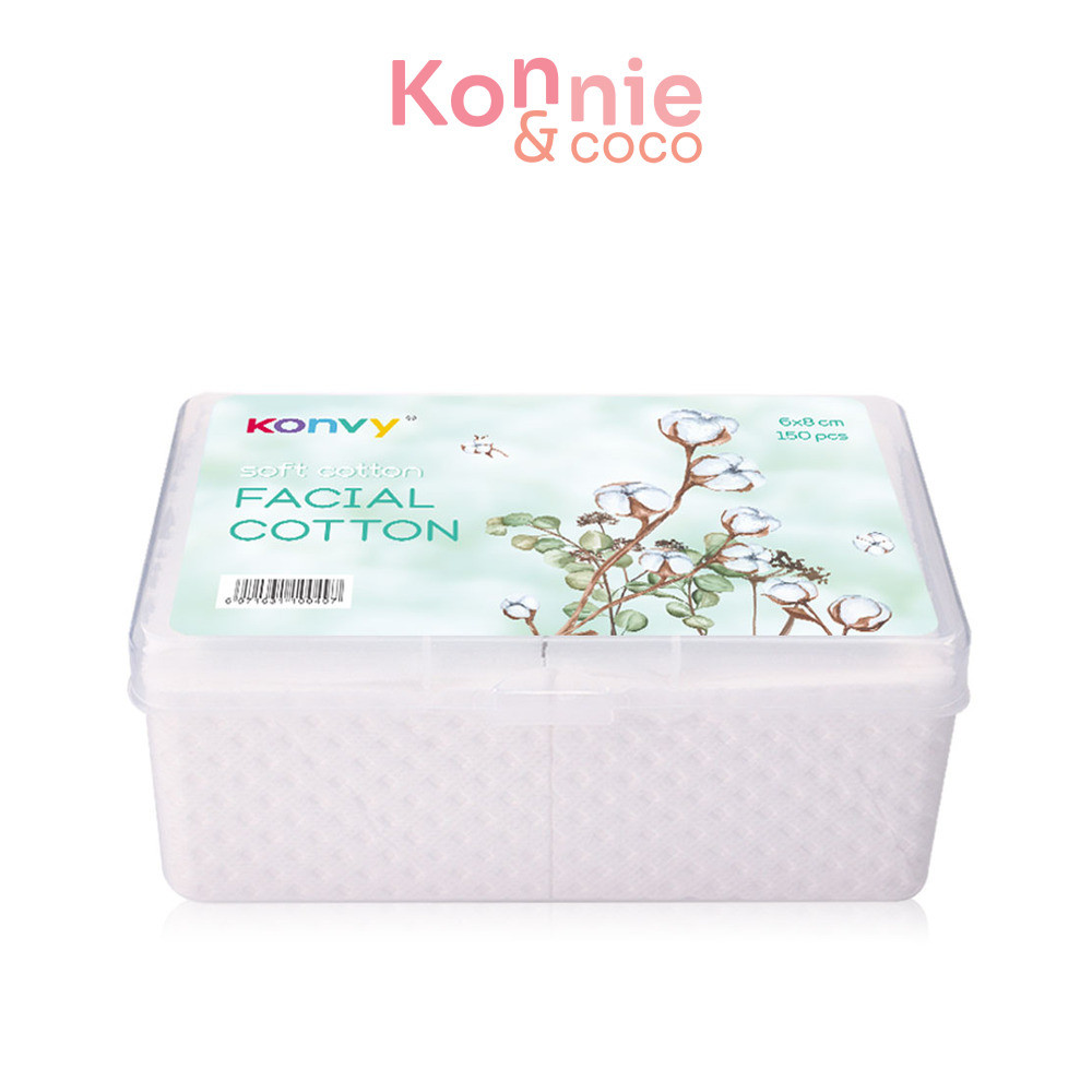Konvy Facial Cotton 150pcs คอนวี่ สำลีแผ่นบาง เพื่อผิวหน้าโดยเฉพาะ.