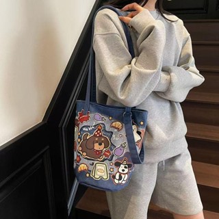 กระเป๋าสะพายไหล่ แฟชั่นฤดูใบไม้ผลิ กระเป๋านาดใหญ่รุ่นฮิต จุข…