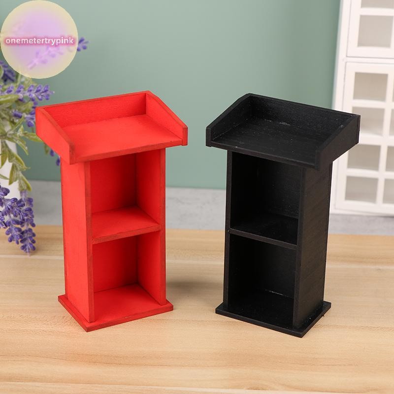 ONEPINK 1/12 ตุ๊กตาจําลองคําพูด Podium ตุ๊กตา Mini School Podium ตุ๊กตาบ้านเฟอร์นิเจอร์อุปกรณ์เสริมแ