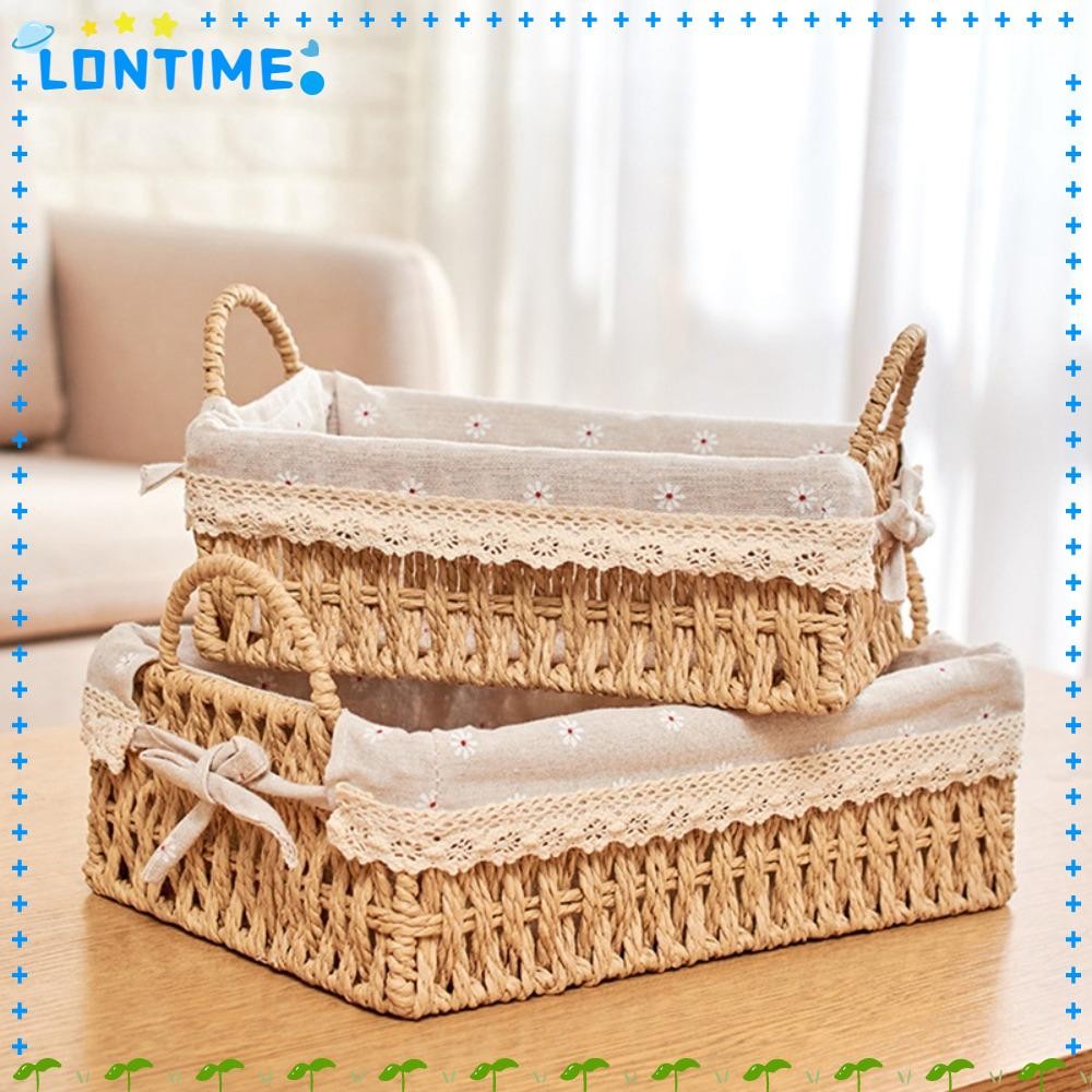 LONTIME ตะกร้าทอมือ,ผักผลไม้หวายอเนกประสงค์ตะกร้าเก็บ,ของขวัญหวายเทียมตกแต่งบ้านของเล่นเก็บสก์ท็อปจิปาถะจัด