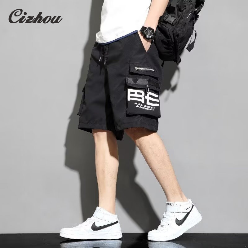 กางเกงขาสั้นชุดทํางานทรงหลวมแบบลําลองสําหรับฤดูร้อนสําหรับผู้ชายดีไซน์แฟชั่นอินเทรนด์