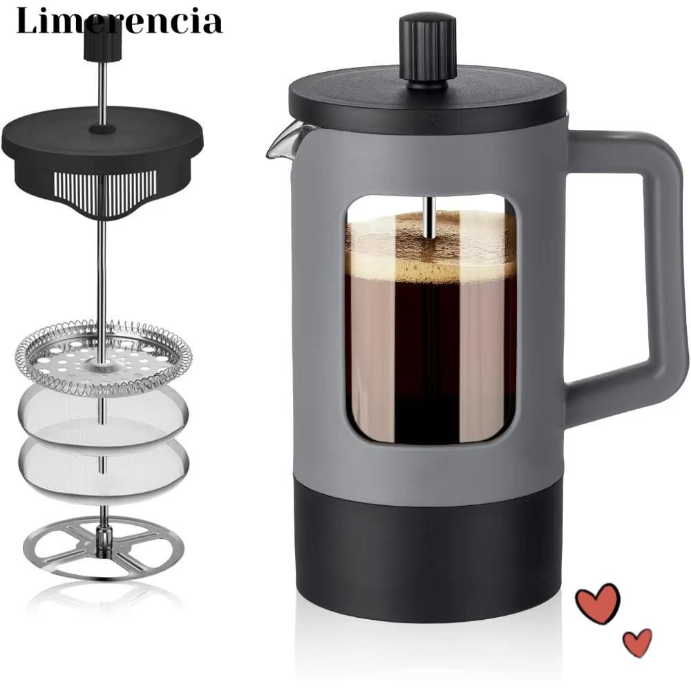 IFFINE Tea Coffee Brewer, Borosilicate Glass Anti-Rust French Press เครื่องชงกาแฟ, แบบพกพามัลติฟังก์