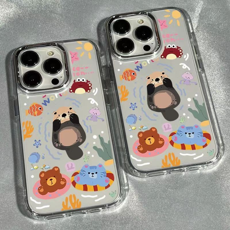 สัตว์น้ําตกกรอบโลหะเคสโทรศัพท์สําหรับOppo Realme 13PROPLUS 14PRO C21Y C75 C65 C35 7I C63 NARZO50 11 