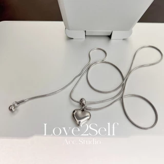 Love2selfX133 แฟชั่นรูปหัวใจผู้หญิงสร้อยคอจี้ Choker สแตนเลส Non Tarnish 70 ซม.ยาวดึงปรับสร้อยคอ